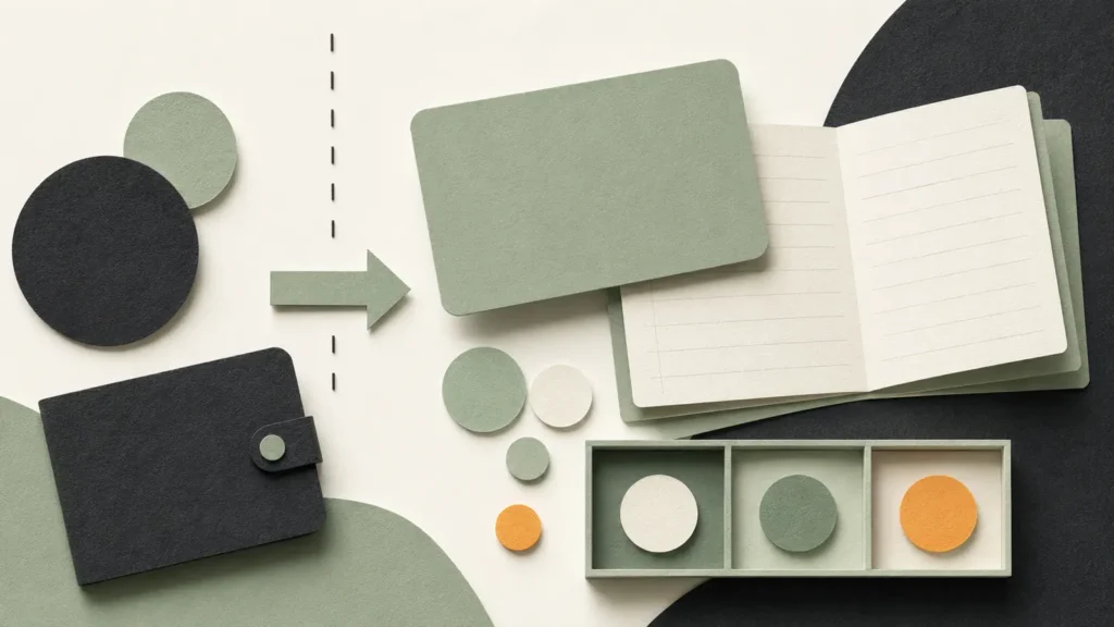 Zakelijke rekening zzp in een abstracte paper-cut collage